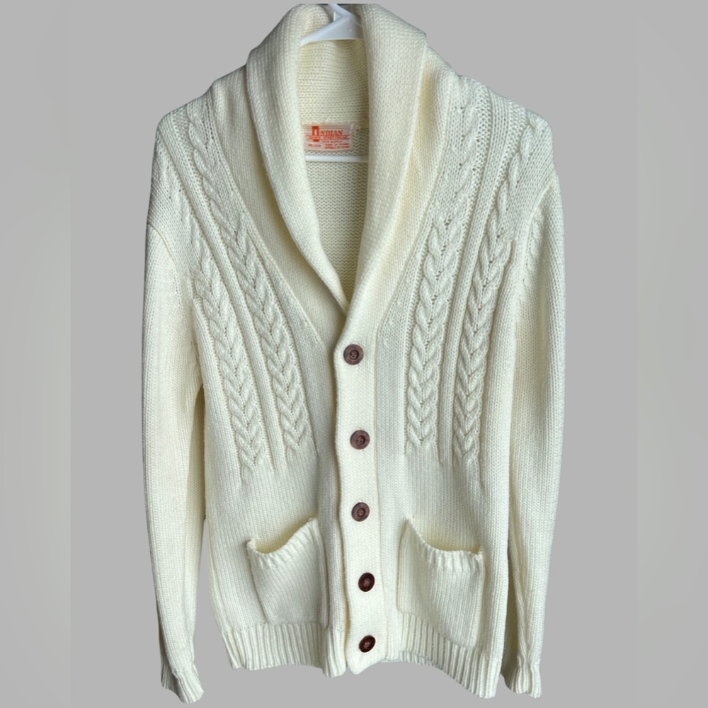 Vintage Indian Brand Sportswear Sweater Cable Knit Cardigan, Vintage Cardigan